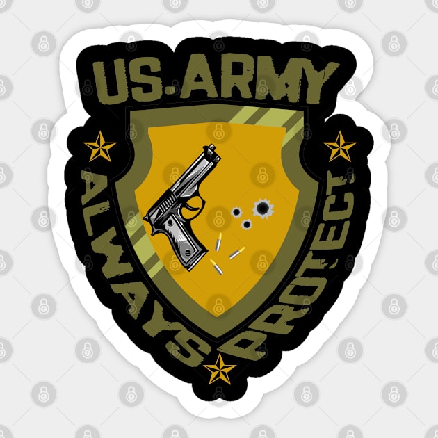 US.Army Always A Soldiers Shield With Pistol Retro Vintage Sticker by SILVER01